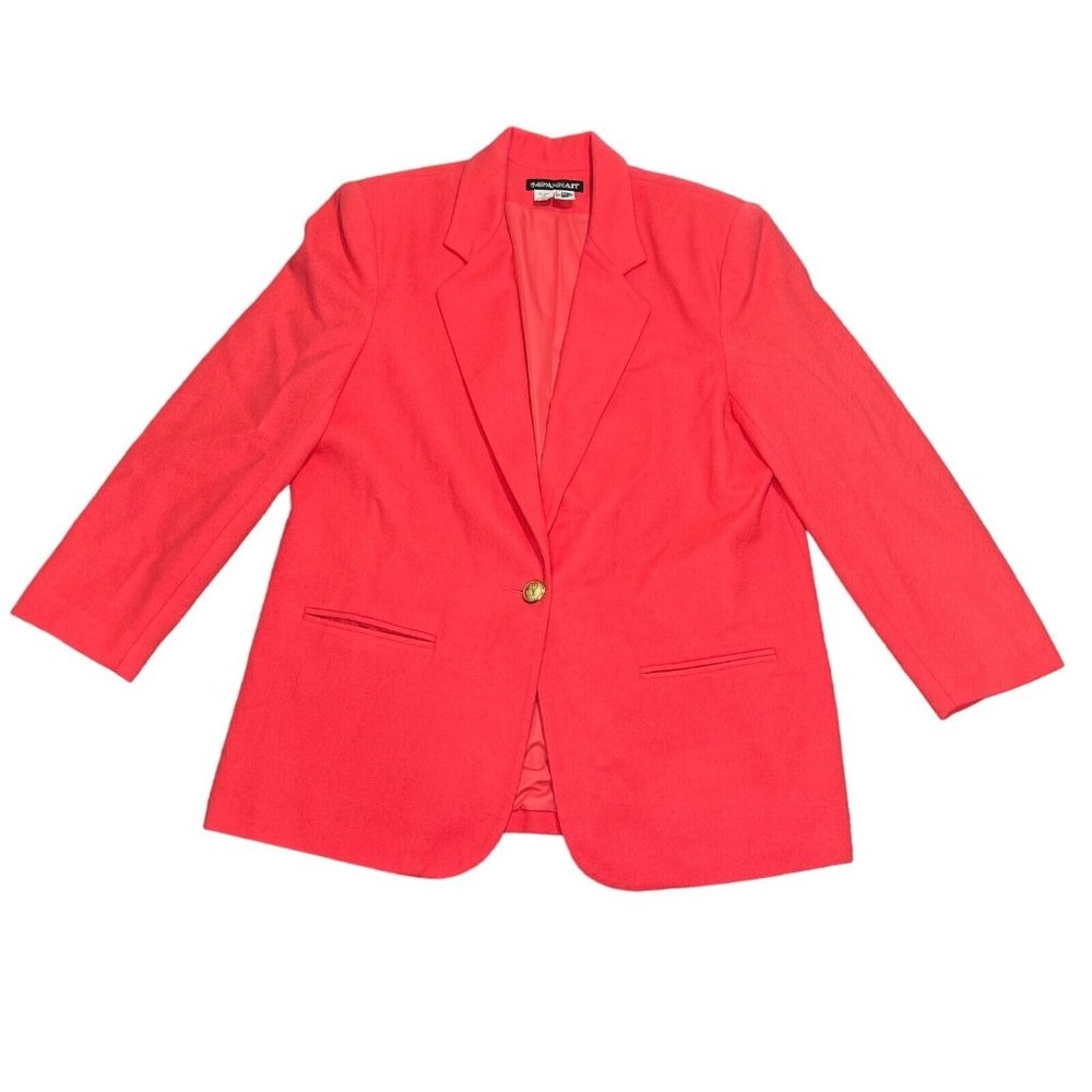Savannah Womens Blazer Sport Coat Jacket Wool Vintage 80s Single Button Size 14